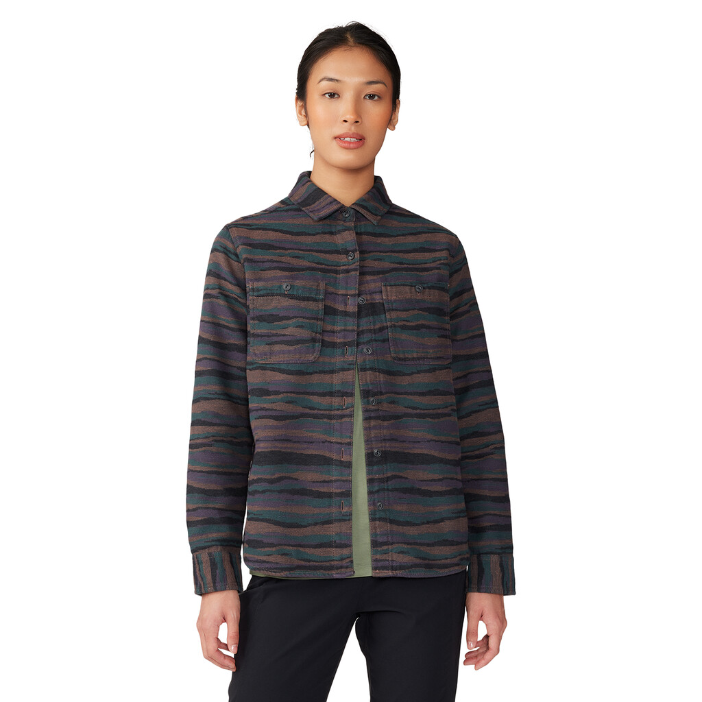 Mountain Hardwear - W Granite Peak Long Sleeve Flannel Shirt - dark marsh geoscape jacquard 376
