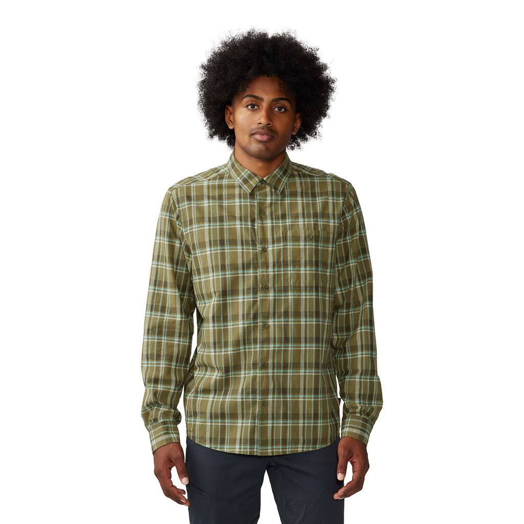 Mountain Hardwear - M Big Cottonwood LS Shirt - combat green trailhead plaid 353