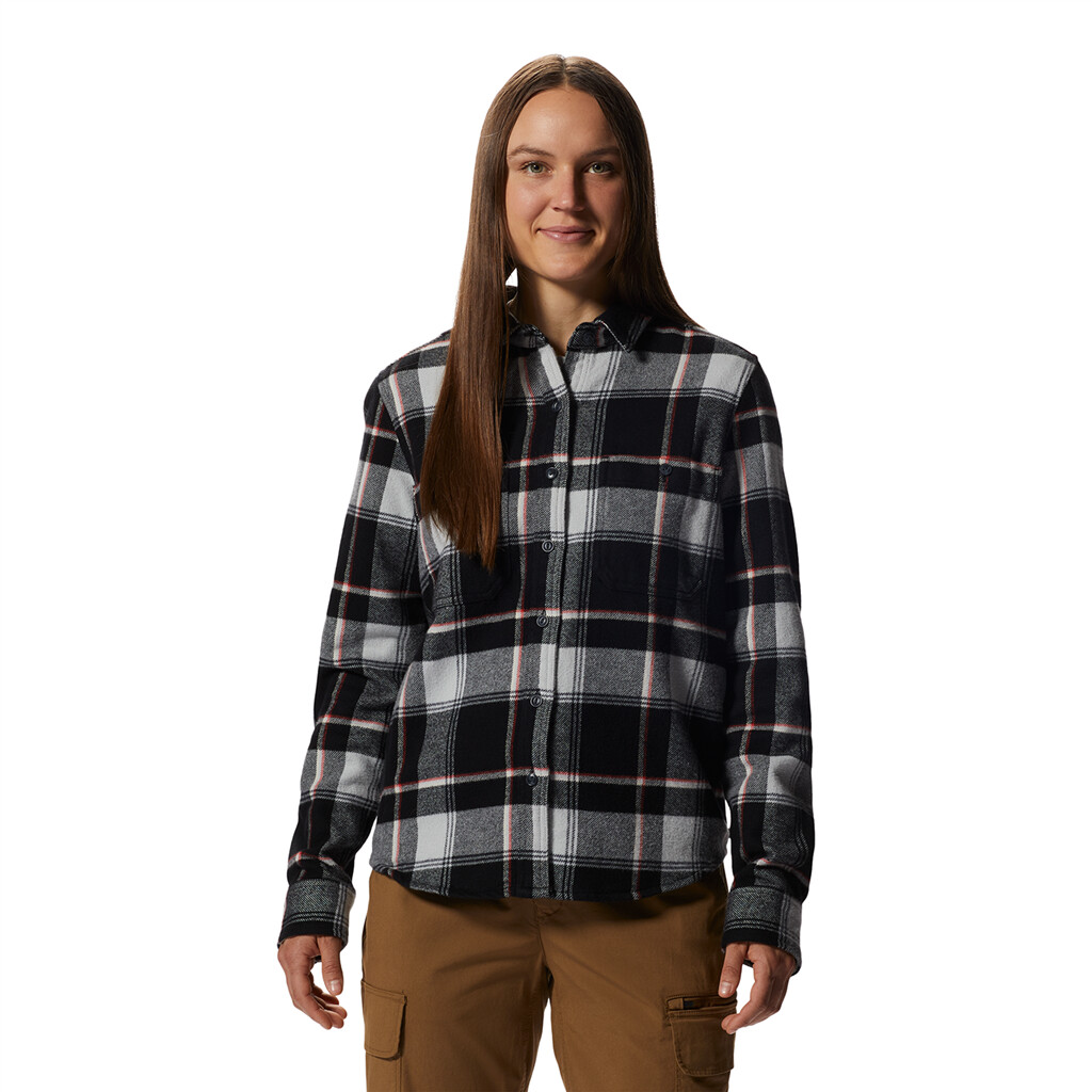 Mountain Hardwear - W Plusher Long Sleeve Shirt - black tartan plaid 010