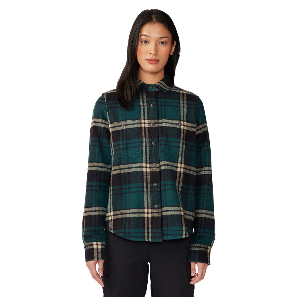 Mountain Hardwear - W Plusher Long Sleeve Shirt - dark marsh plaid print 376