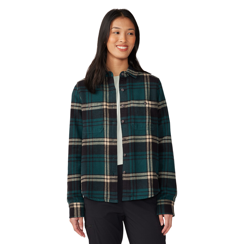 Mountain Hardwear - W Plusher Long Sleeve Shirt - dark marsh plaid print 376