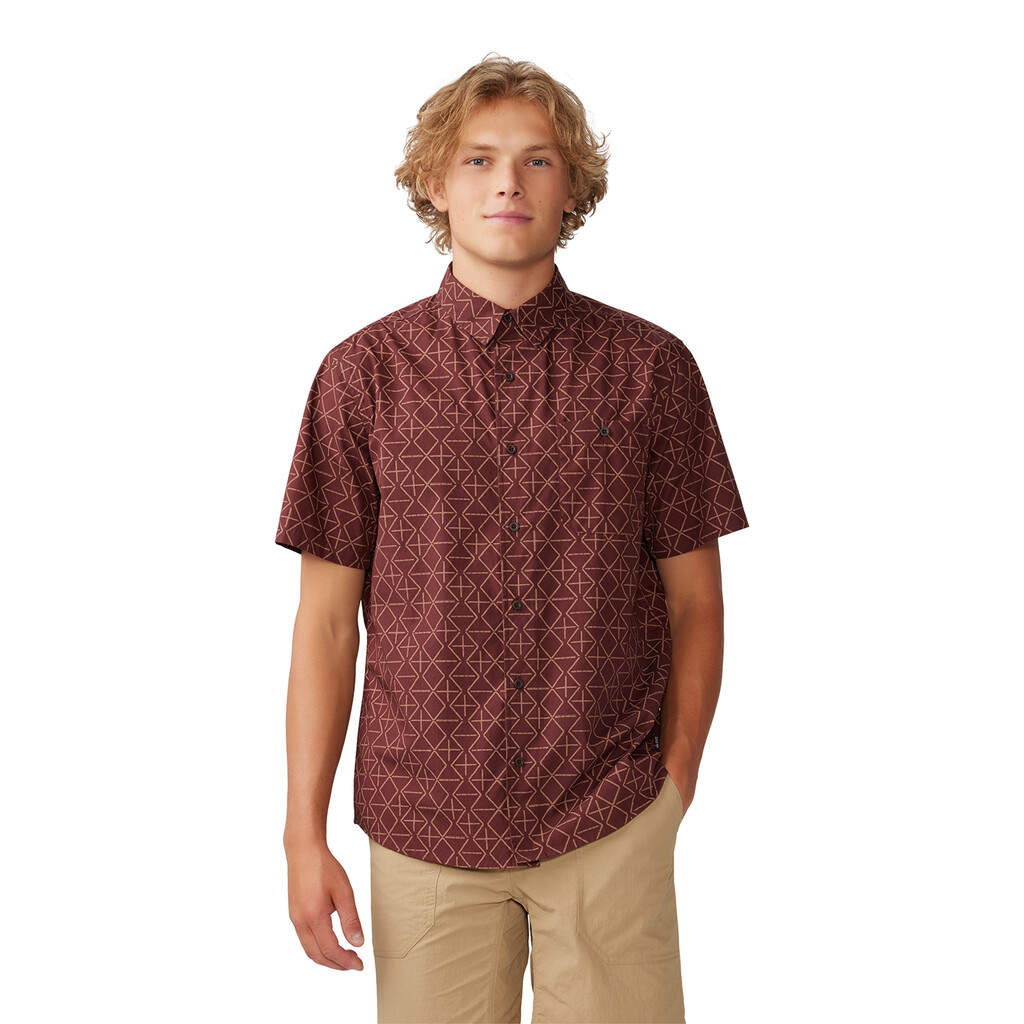 Mountain Hardwear - M Big Cottonwood SS Shirt - washed raisin dot geo print 630