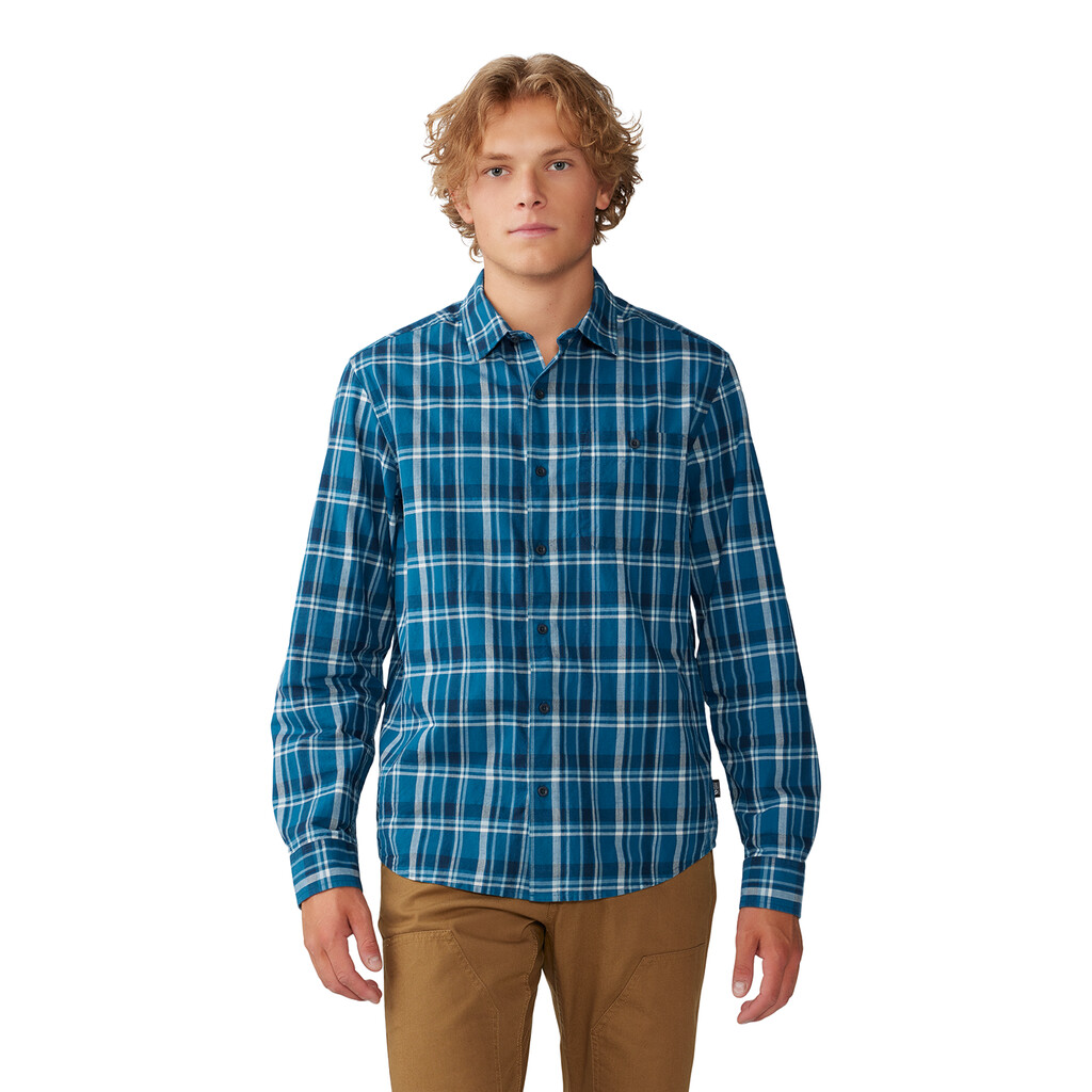 Mountain Hardwear - M Big Cottonwood LS Shirt - dark caspian trailhead plaid 418
